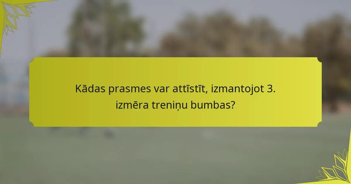 Kādas prasmes var attīstīt, izmantojot 3. izmēra treniņu bumbas?
