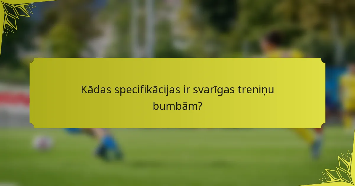 Kādas specifikācijas ir svarīgas treniņu bumbām?